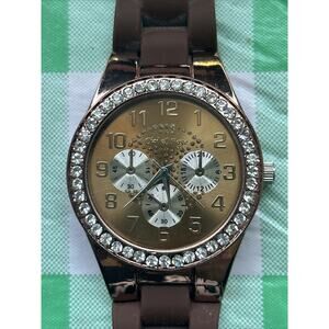 Cici & Faye Brown Tone Rhinestone Bezel Women’s Quartz Watch